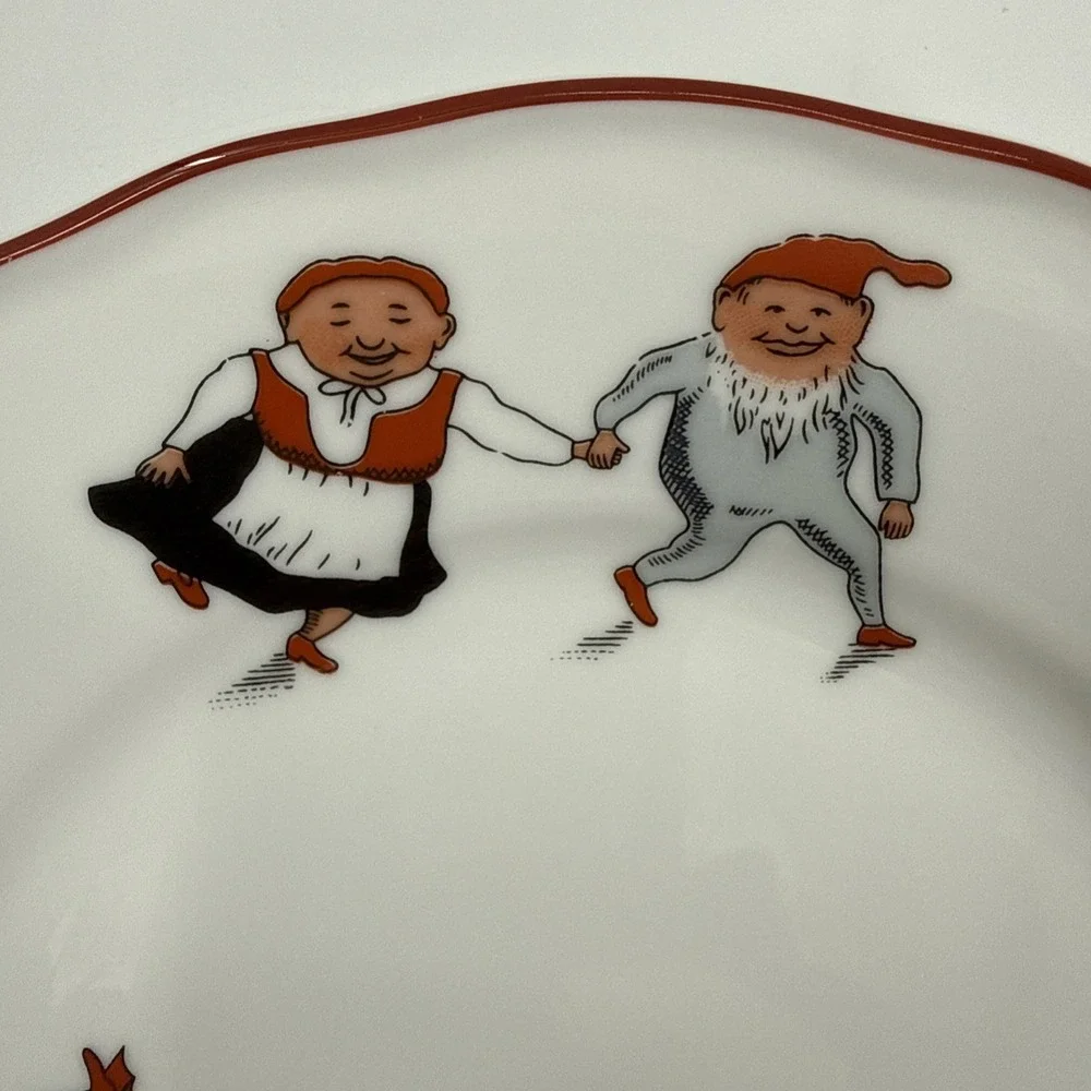 Porsgrund Nisse Bread Plate Made In‎ Norway Gnome Motif Lot Of 3